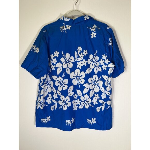 Vintage 60s/70s Ui-Makai bright blue Hawaiian shirt L streetwear resort vacation - Picture 3 of 8